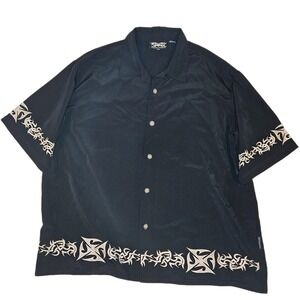 Dragonfly Clothing Company Men's XXL Black & White Embroidered Buttondown Shirt